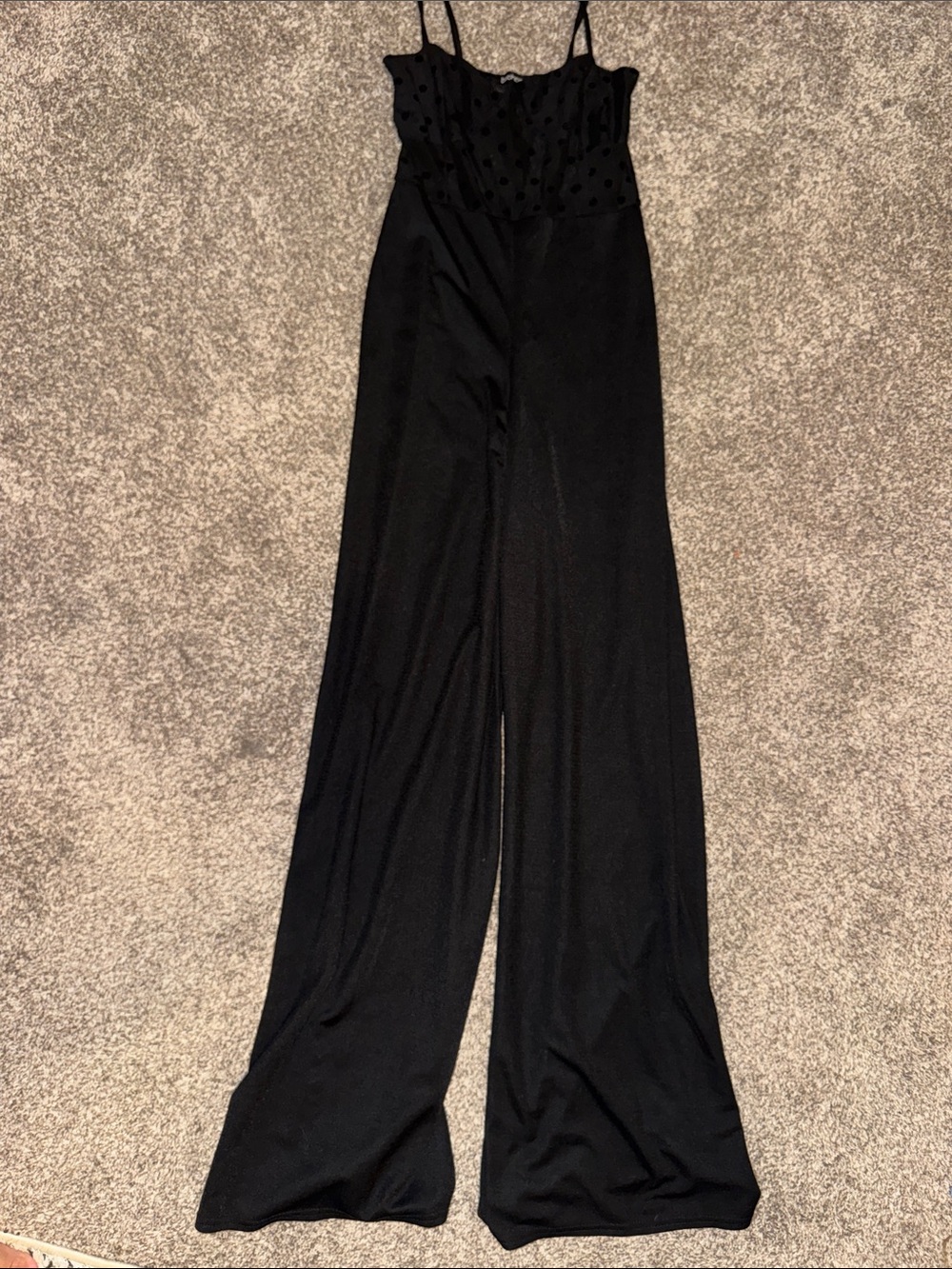 Boohoo Black Wide-Leg Spaghetti Strap Jumpsuit